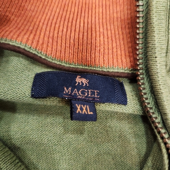 Magee 1866 Sweater Mens XXL "Fits Large" Green 1/4 Zip Long Sleeve 100% Cotton - Picture 8 of 13